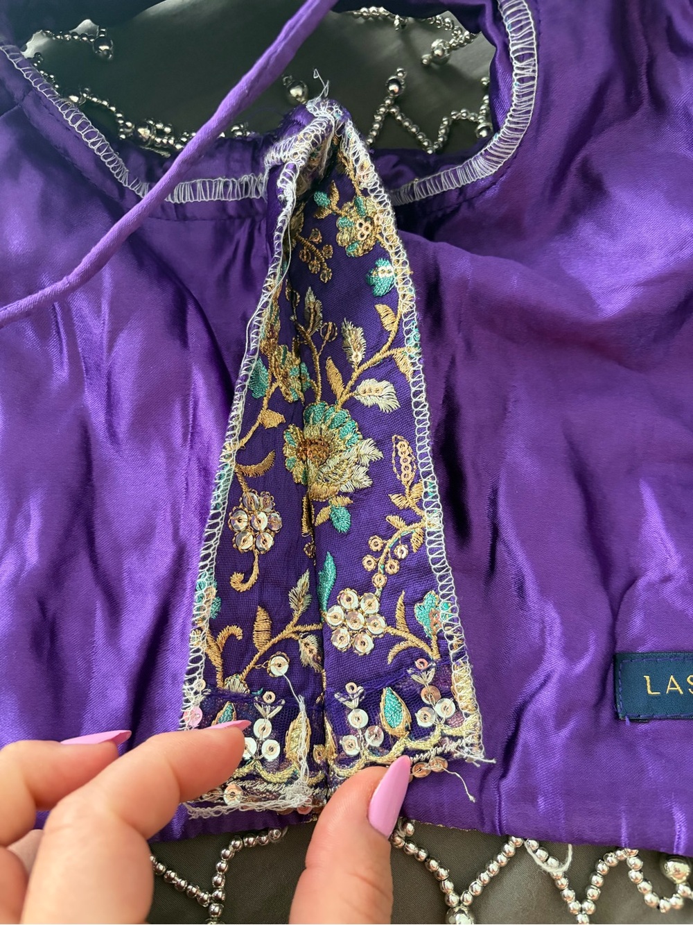 Royal Purple Embellished Bridal Lehenga Set - Picture 7 of 10